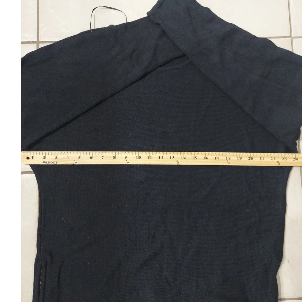 Michael Kors Sweater Womens L Black High Low Side Zip Cotton Blend Knit Pullover